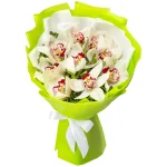 Букет из 9 белых орхидей